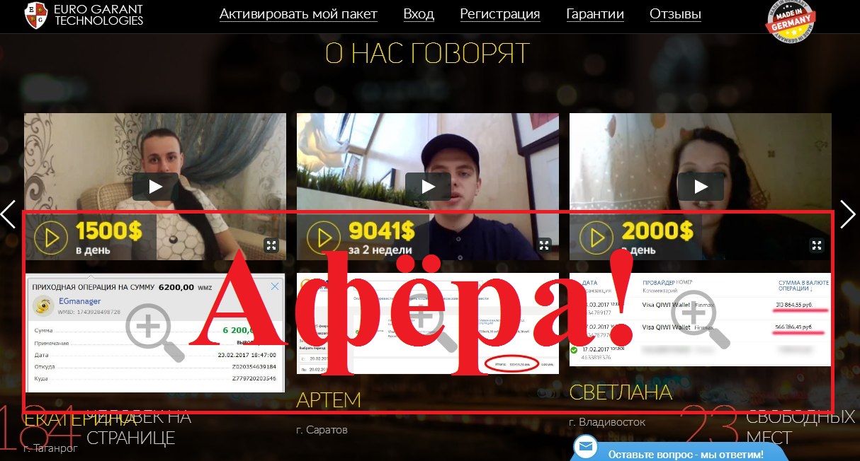 Alpengarant.ru и Euro-garante.ru – отзывы о мошенниках