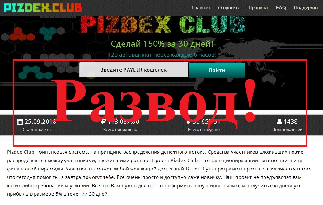 Pizdex.club – отзывы о шаблонном лохотроне