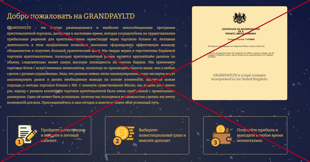 Grandpayltd – обзор и отзывы инвестиционного проекта