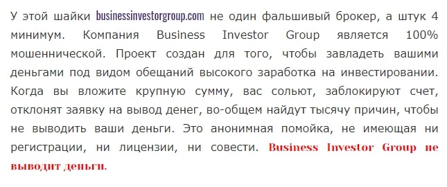 Business Investor Group отзывы