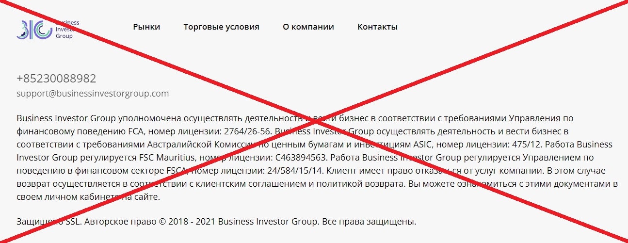 Business Investor Group развод