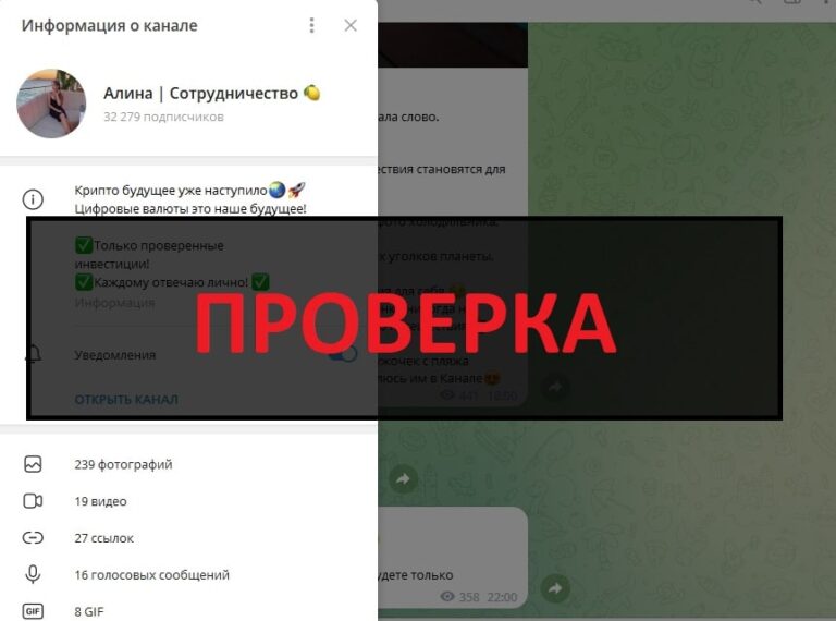 Алина Сотрудничество - отзывы клиентов и обзор телеграмм канала