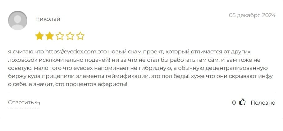 EVEDEX отзывы